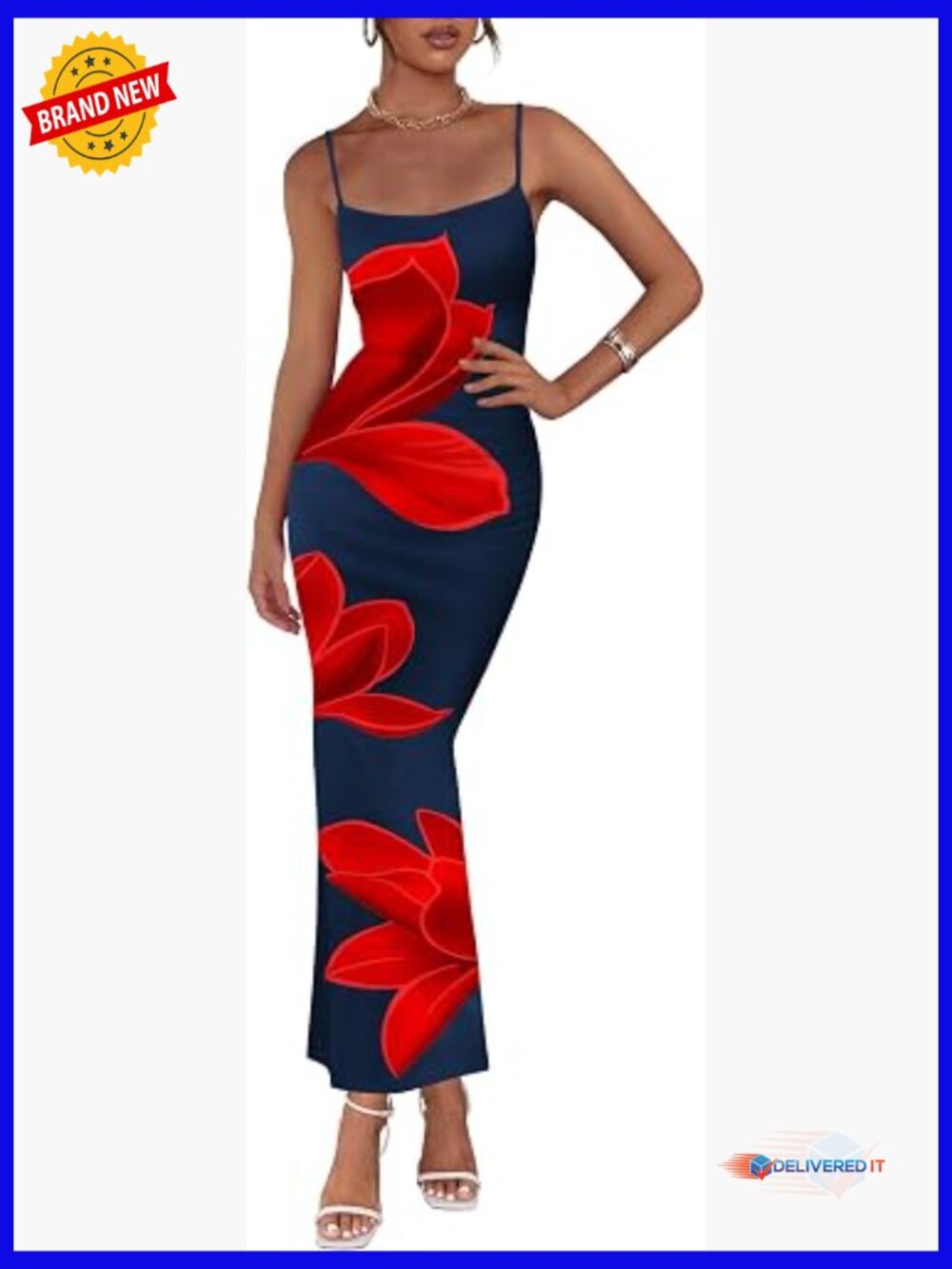 Floral Maxi Dress Spaghetti Strap Bodycon Slip Summer Beach Vacation